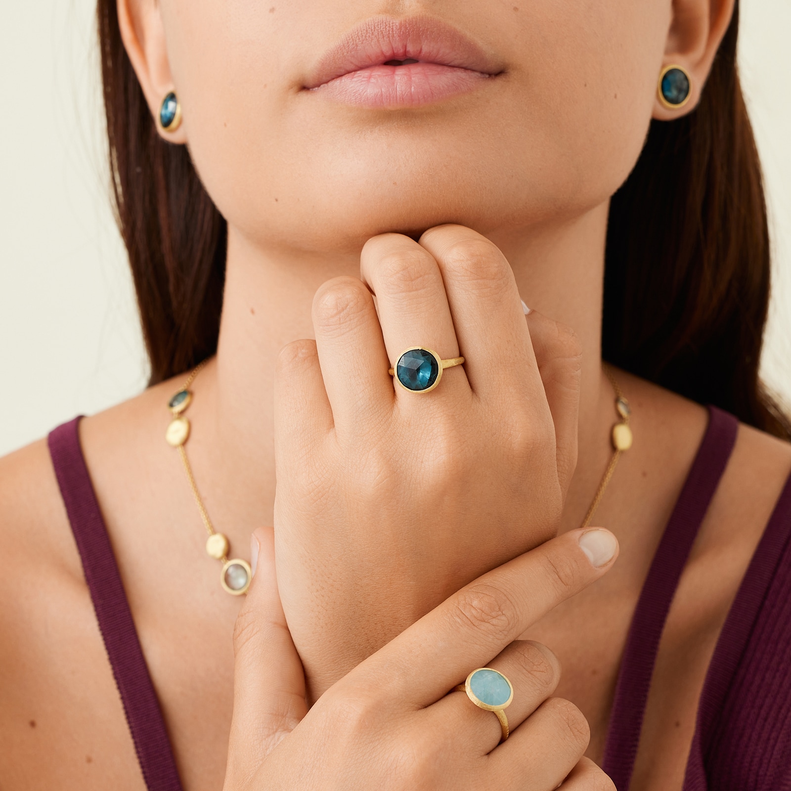 Marco Bicego 18ct Yellow Gold Jaipur Colour Collection London Blue Topaz Stacking Ring Marco Bicego 18ct Yellow Gold Jaipur Colour Collection London Blue Topaz Stacking Ring