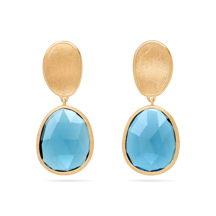 Marco Bicego Exclusive 18ct Yellow Gold Lunaria Collection Blue Topaz Drop Earrings