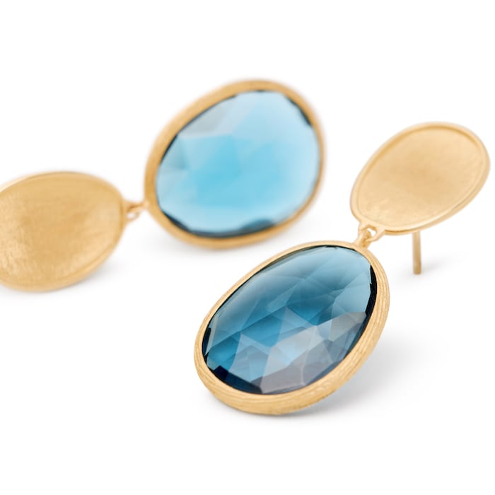 Marco Bicego Exclusive 18ct Yellow Gold Lunaria Collection Blue Topaz Drop Earrings