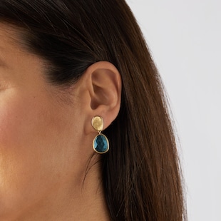 Marco Bicego Exclusive 18ct Yellow Gold Lunaria Collection Blue Topaz Drop Earrings