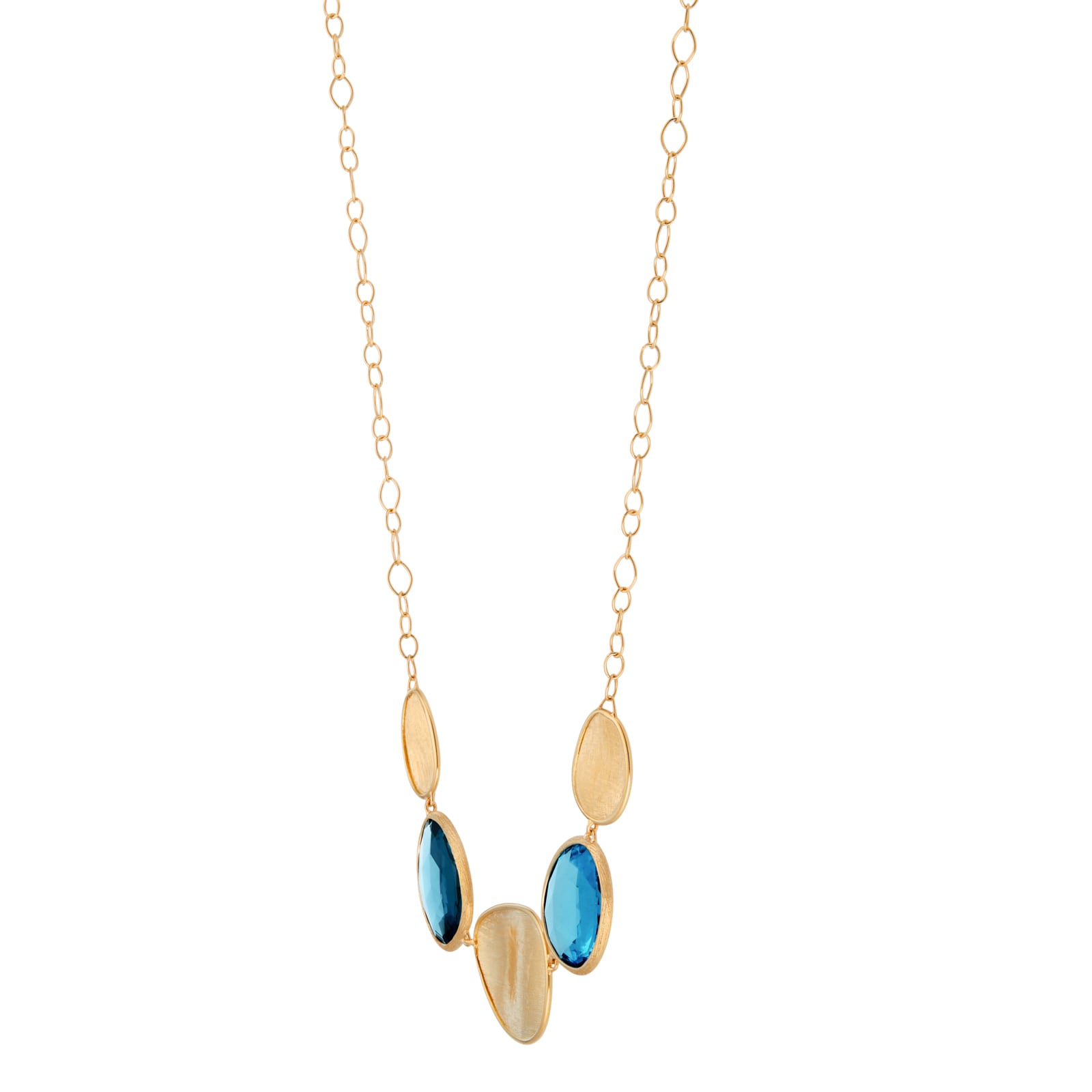 Marco Bicego Exclusive 18ct Yellow Gold Lunaria Collection Blue Topaz Necklace Marco Bicego Exclusive 18ct Yellow Gold Lunaria Collection Blue Topaz Necklace