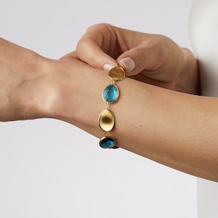 Marco Bicego Exclusive 18ct Yellow Gold Lunaria Collection Blue Topaz Bracelet