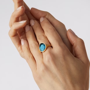 Marco Bicego Exclusive 18ct Yellow Gold Lunaria Collection Blue Topaz Ring