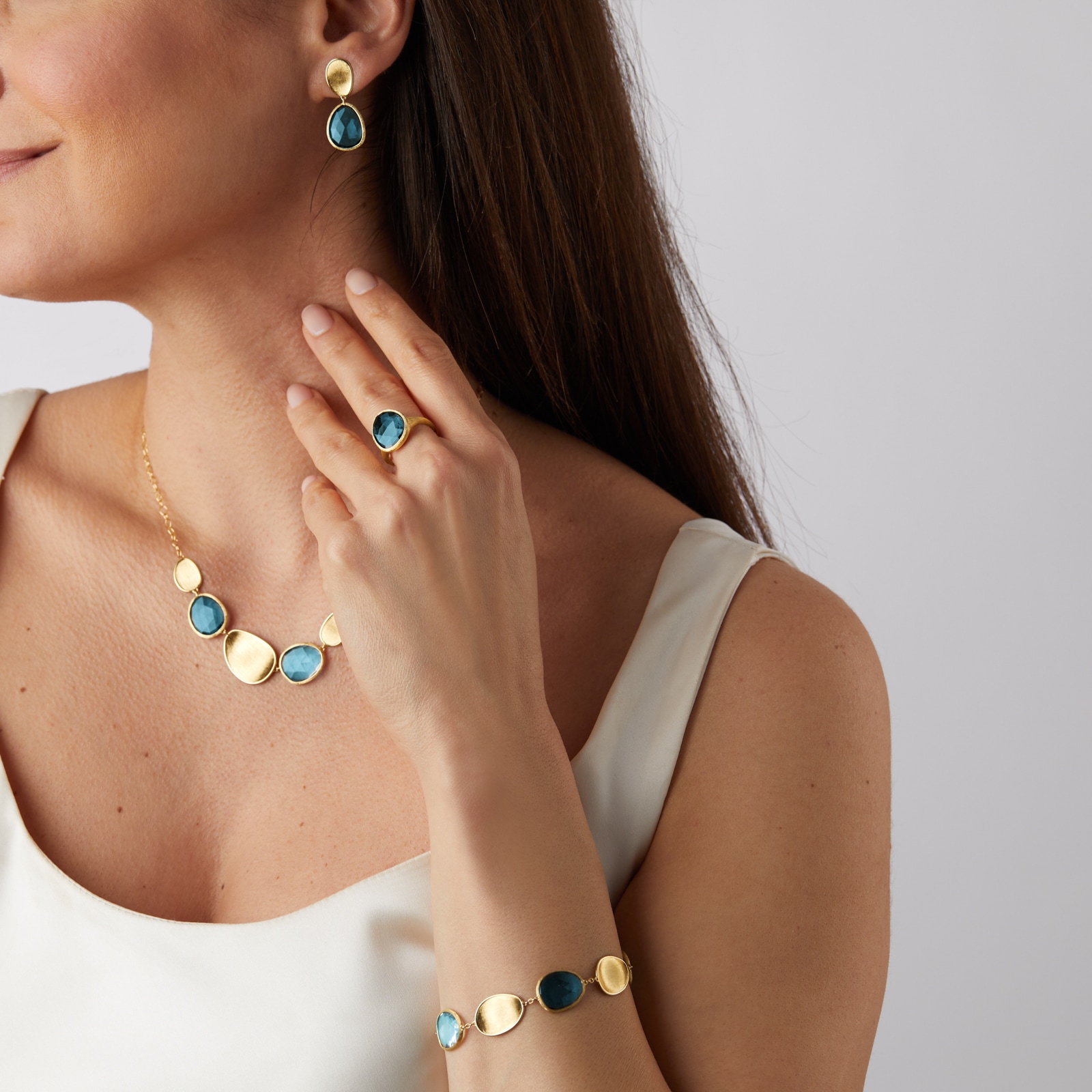 Marco Bicego Exclusive 18ct Yellow Gold Lunaria Collection Blue Topaz Ring