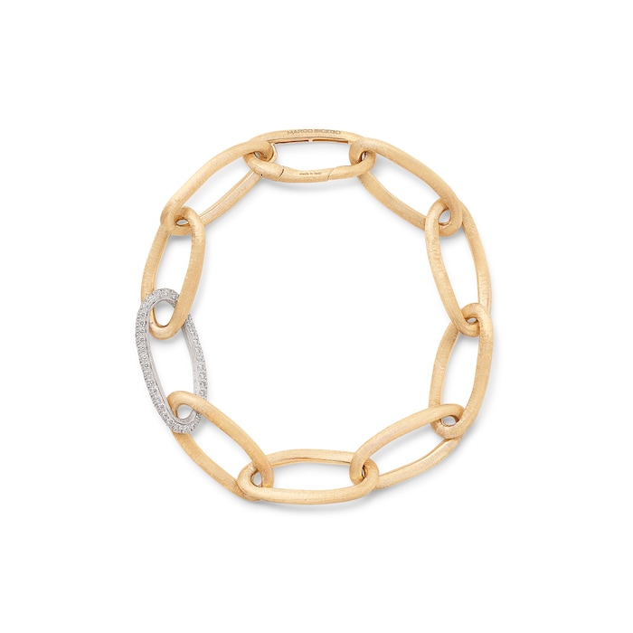 Marco Bicego 18ct Yellow Gold Line Jaipur Link Bracelet with Pavé Diamonds