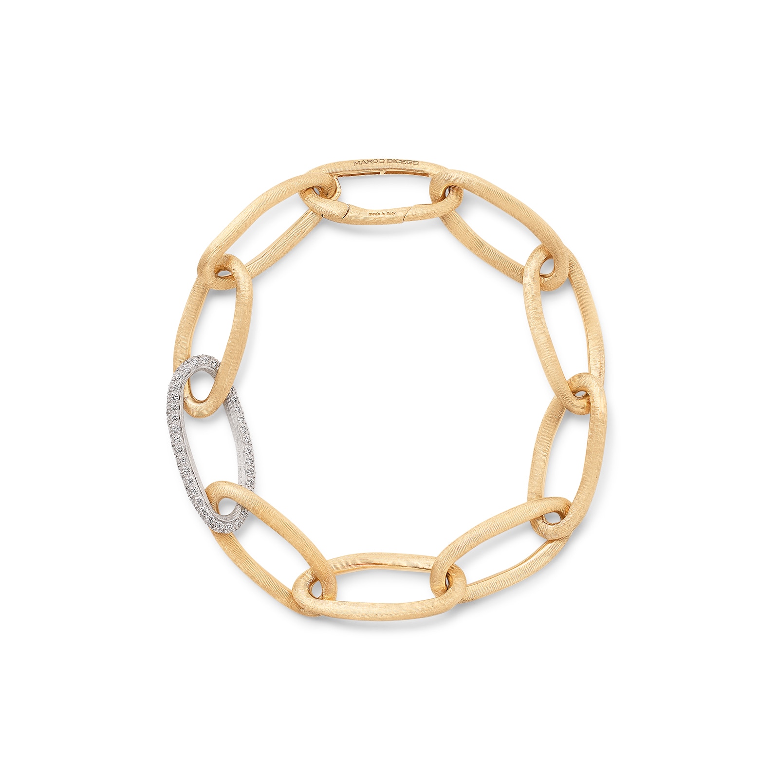 Marco Bicego 18ct Yellow Gold Line Jaipur Link Bracelet with Pavé Diamonds