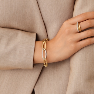 Marco Bicego 18ct Yellow Gold Line Jaipur Link Bracelet with Pavé Diamonds