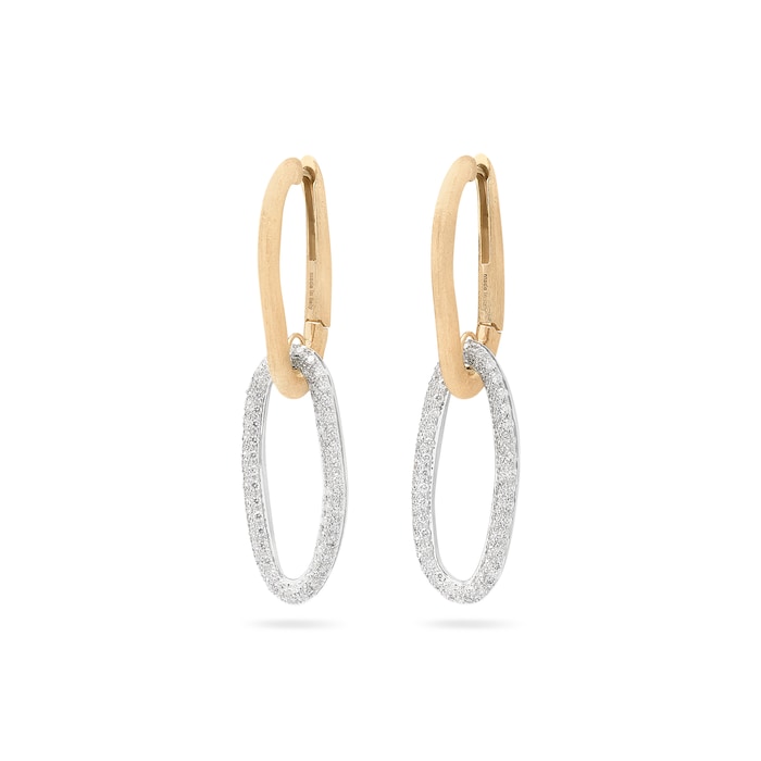 Marco Bicego 18ct Yellow Gold Jaipur Link Drop Earrings with Pavé Diamonds