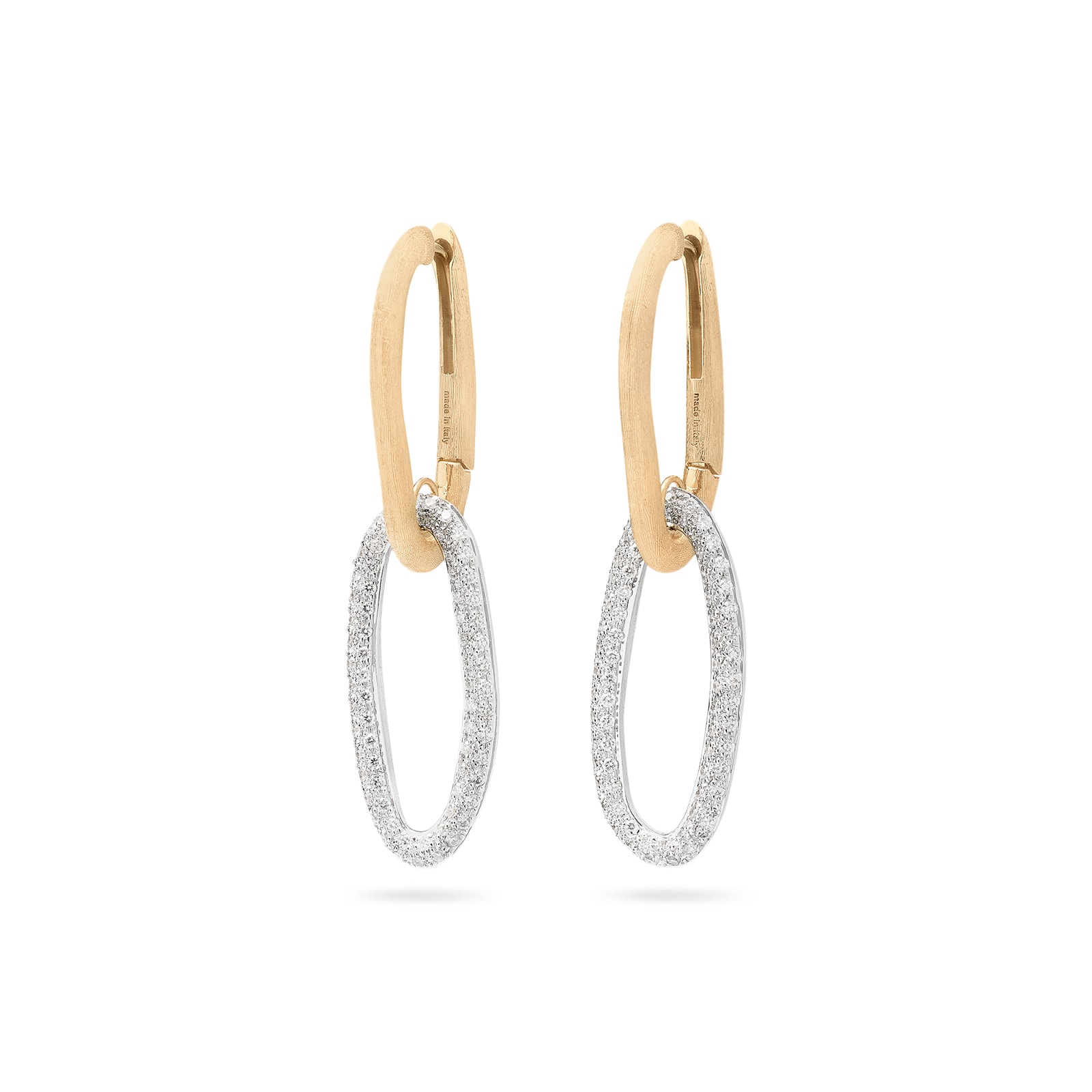 Marco Bicego 18ct Yellow Gold Jaipur Link Drop Earrings with Pavé Diamonds