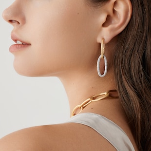 Marco Bicego 18ct Yellow Gold Jaipur Link Drop Earrings with Pavé Diamonds
