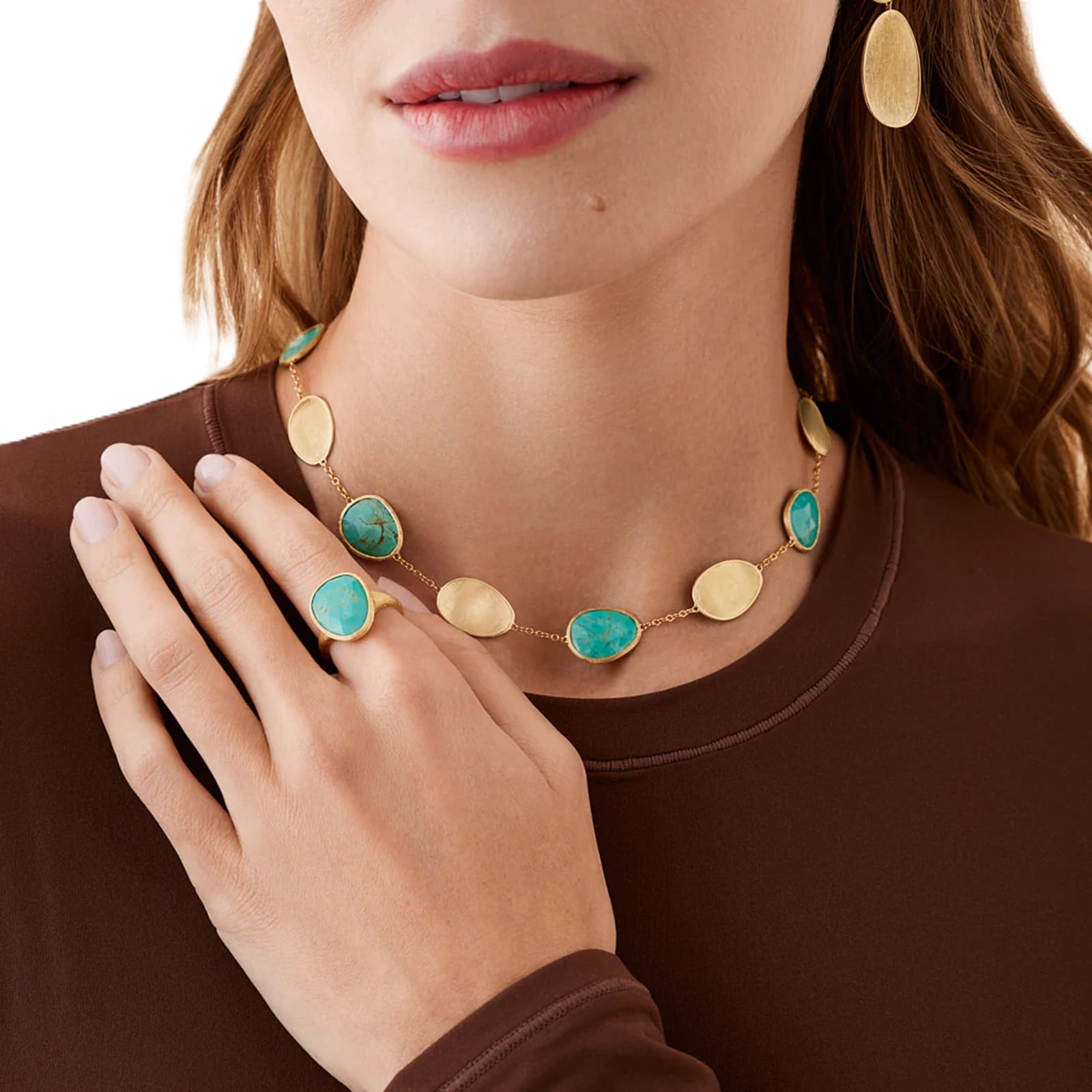 Marco Bicego 18ct Yellow Gold Lunaria Turquoise Collar Necklace Marco Bicego 18ct Yellow Gold Lunaria Turquoise Collar Necklace