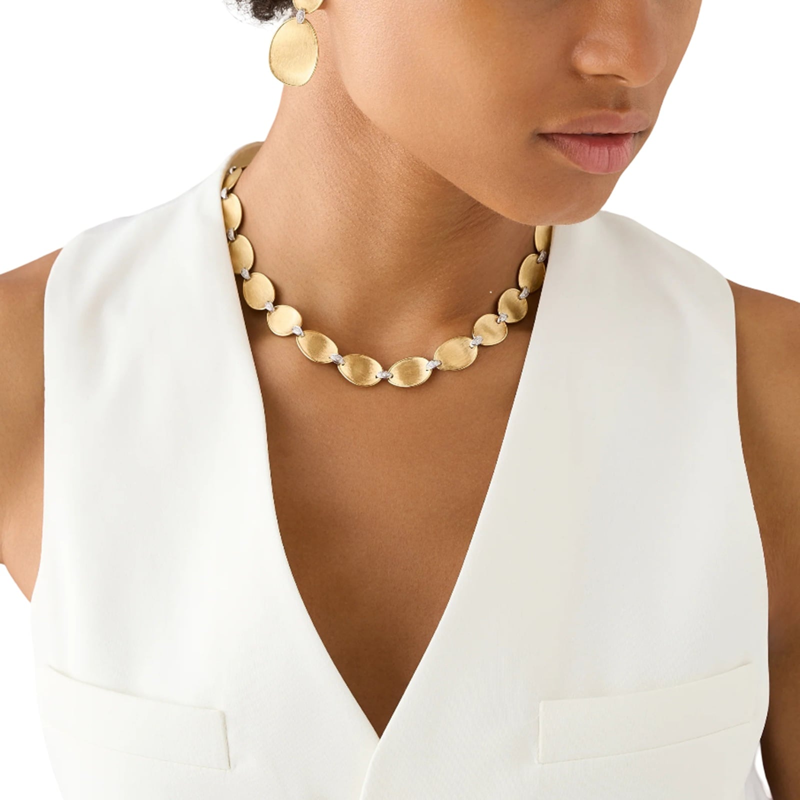 Marco Bicego 18K Yellow Gold Lunaria Diamond Accent Leaf Necklace