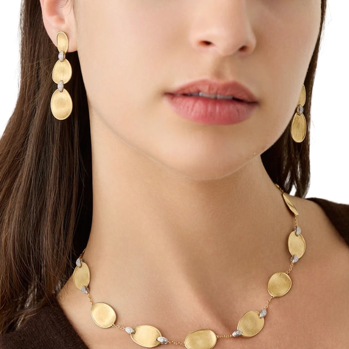 Marco Bicego 18K Yellow Gold Lunaria Diamond Accent Triple Drop Earrings