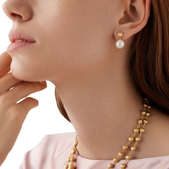 Marco Bicego 18K Yellow Gold Africa Pearl Drop Earrings