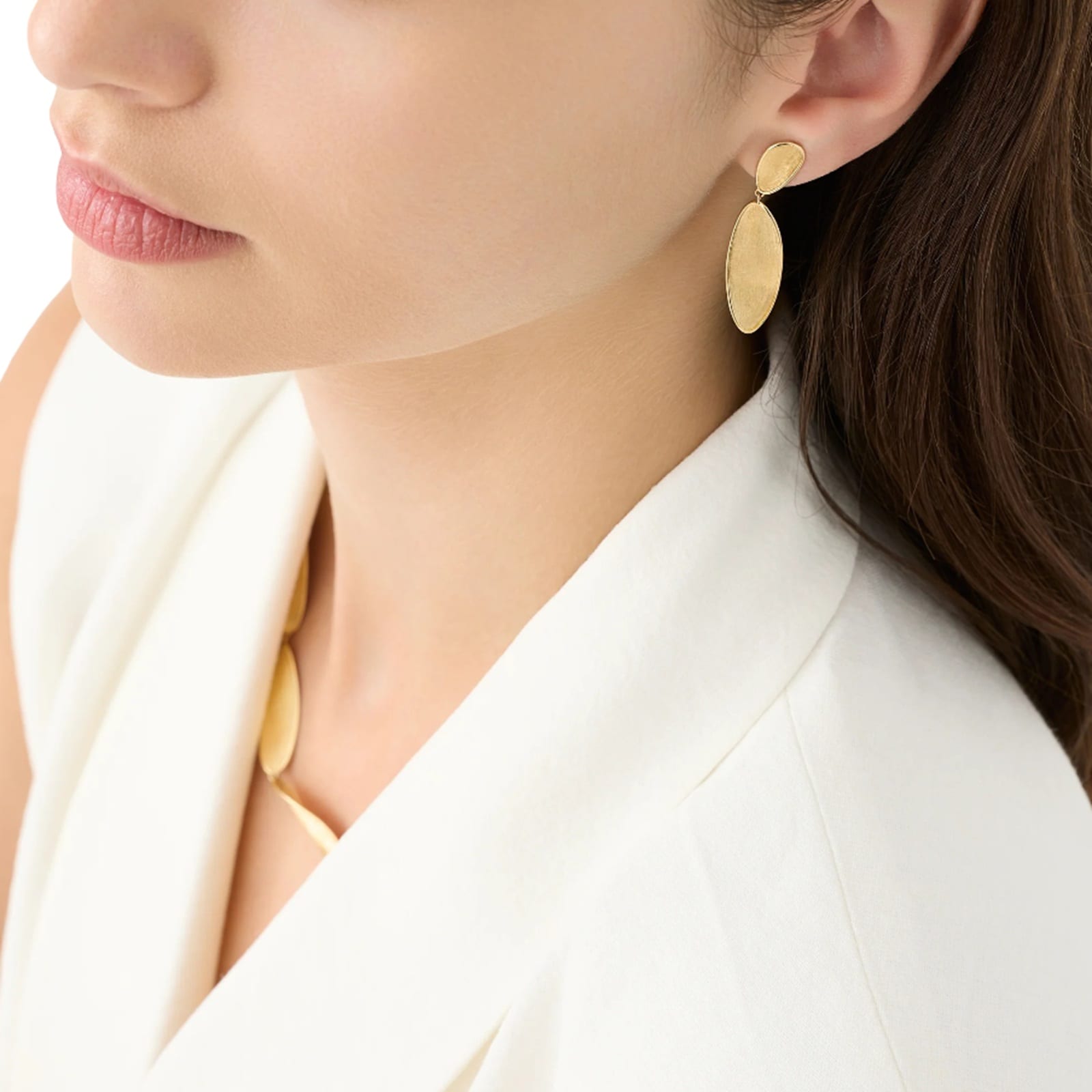 Marco Bicego 18K Yellow Gold Lunaria Twist Leaf Drop Earrings