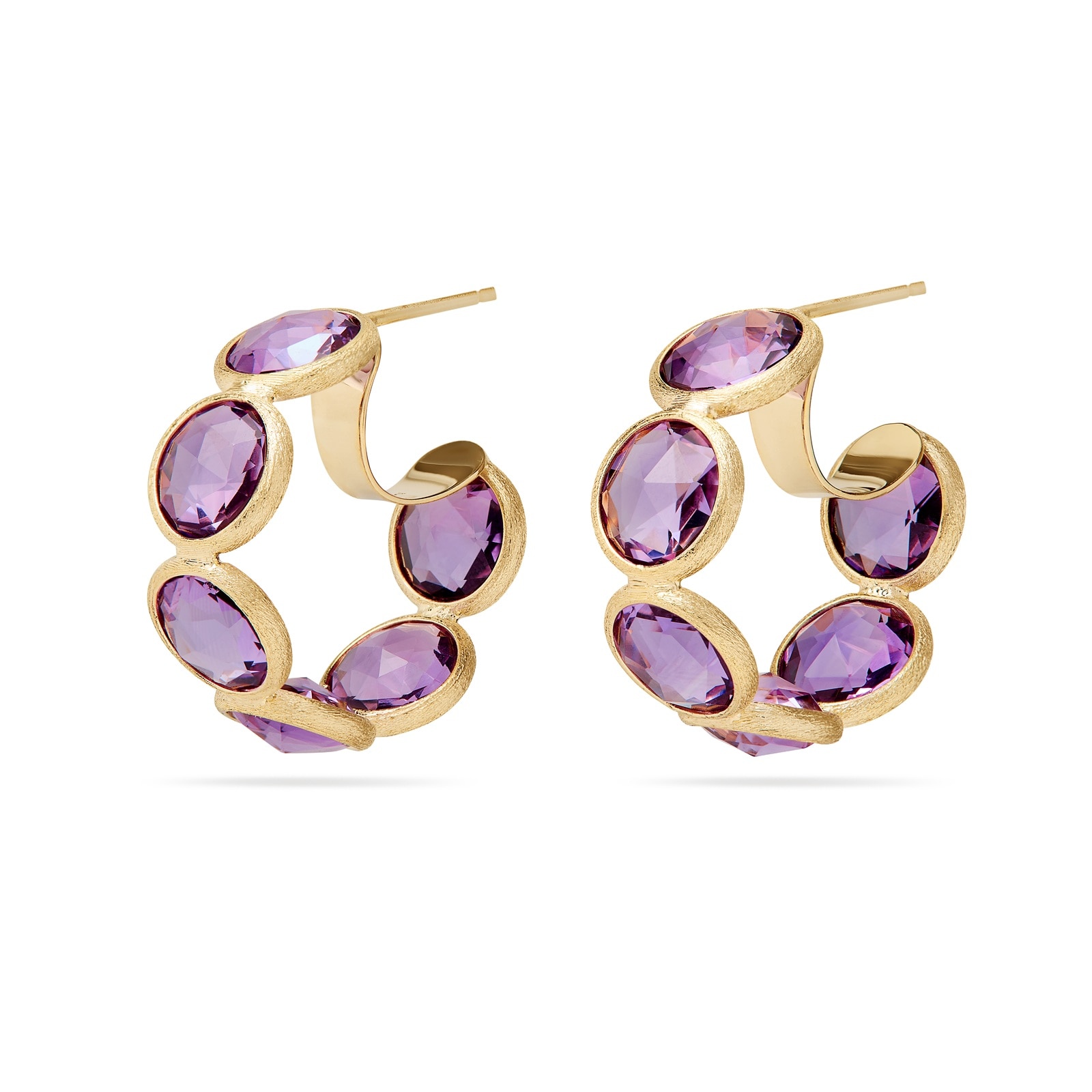 Marco Bicego 18K Yellow Gold Jaipur Color Amethyst Hoop Earrings