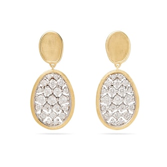 Marco Bicego 18K Yellow Gold Lunaria Double Drop Pave Diamond Earrings