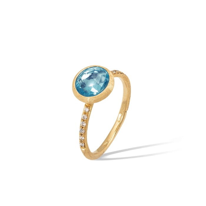 Marco Bicego 18K Yellow Gold Jaipur 0.06ctw Diamond & Topaz Ring - Size 7