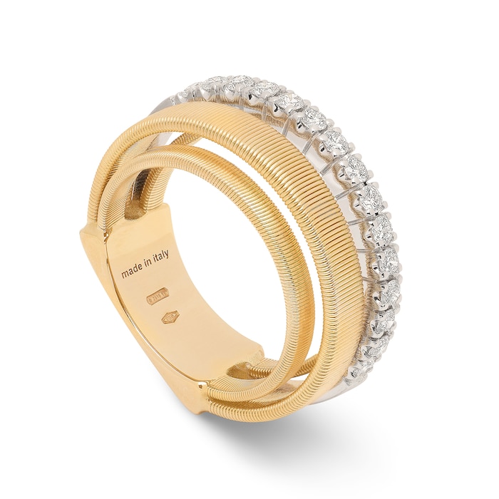 Marco Bicego 18K Yellow Gold Masai 0.45ctw Diamond 3 Row Ring - Size 7