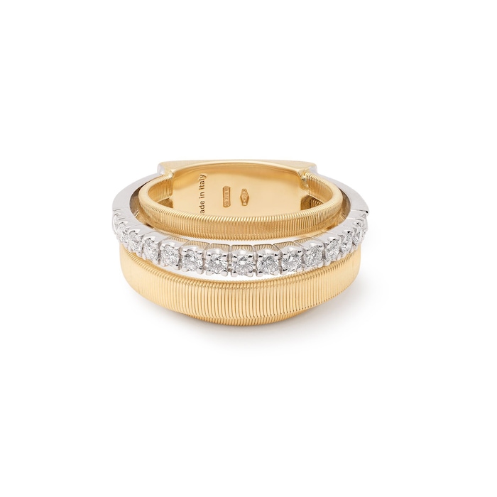 Marco Bicego 18K Yellow Gold Masai 0.45ctw Diamond 3 Row Ring - Size 7