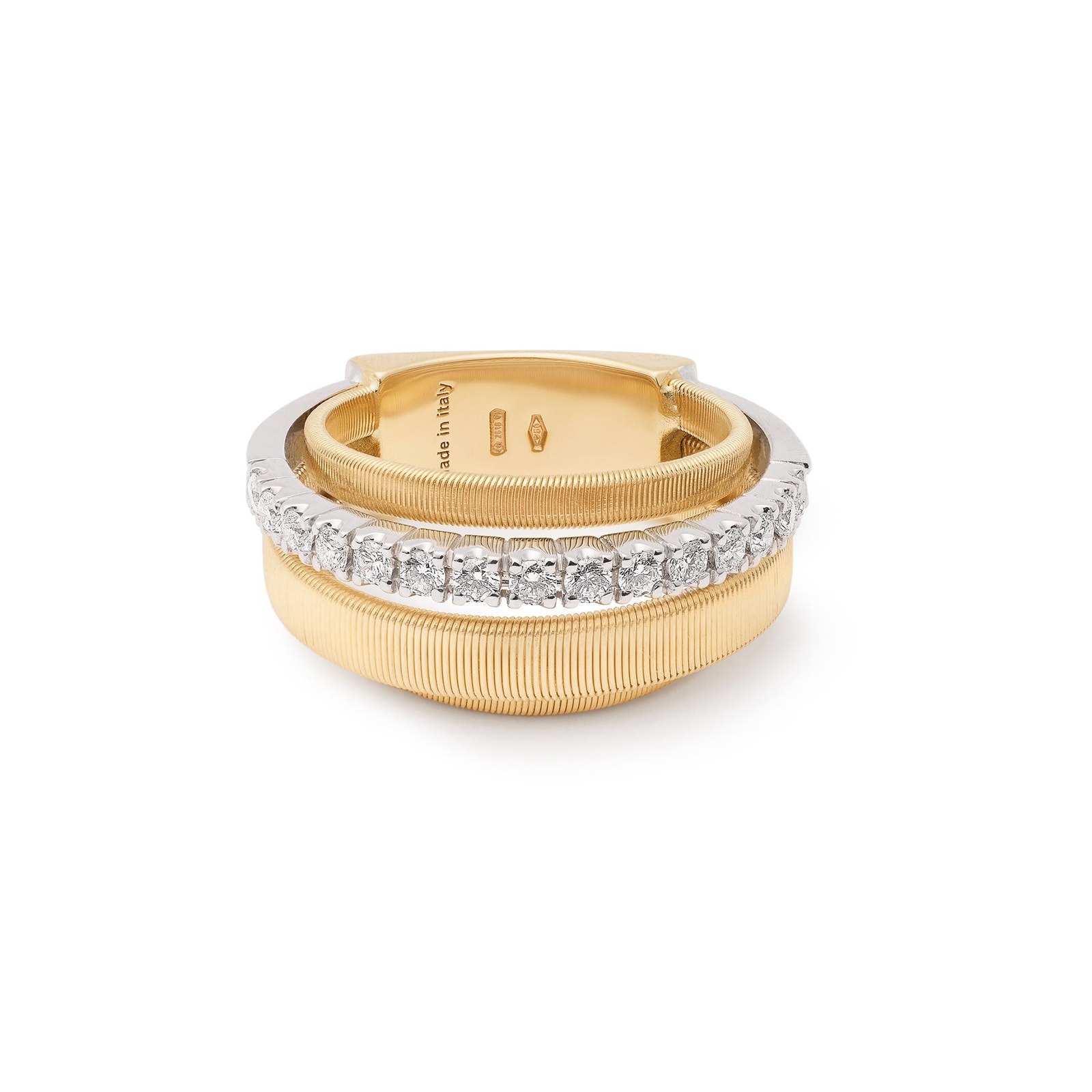 Marco Bicego 18K Yellow Gold Masai 0.45ctw Diamond 3 Row Ring - Size 7