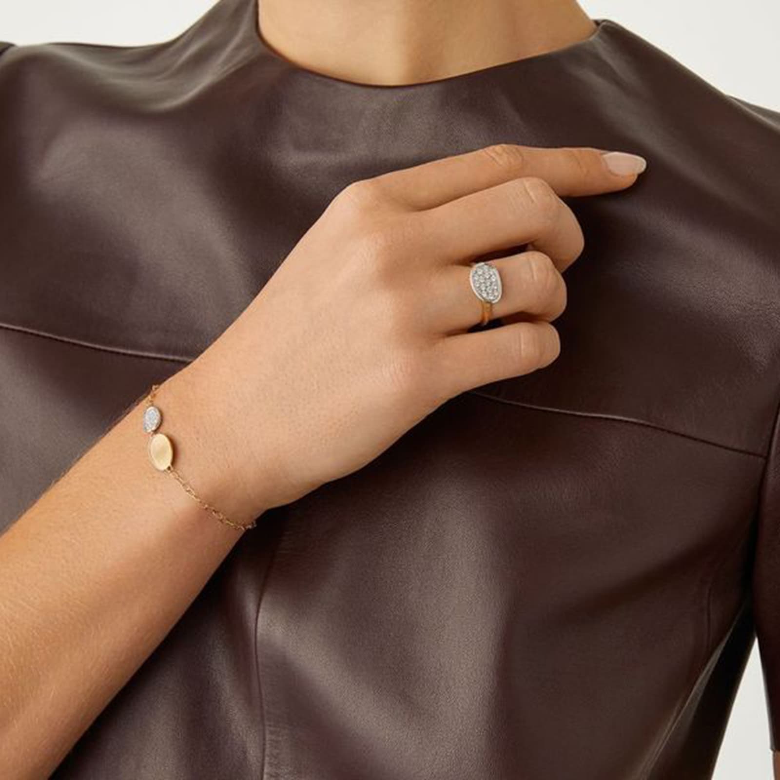 Marco Bicego 18K Yellow Gold Lunaria 0.09ctw Diamond Petal Bracelet