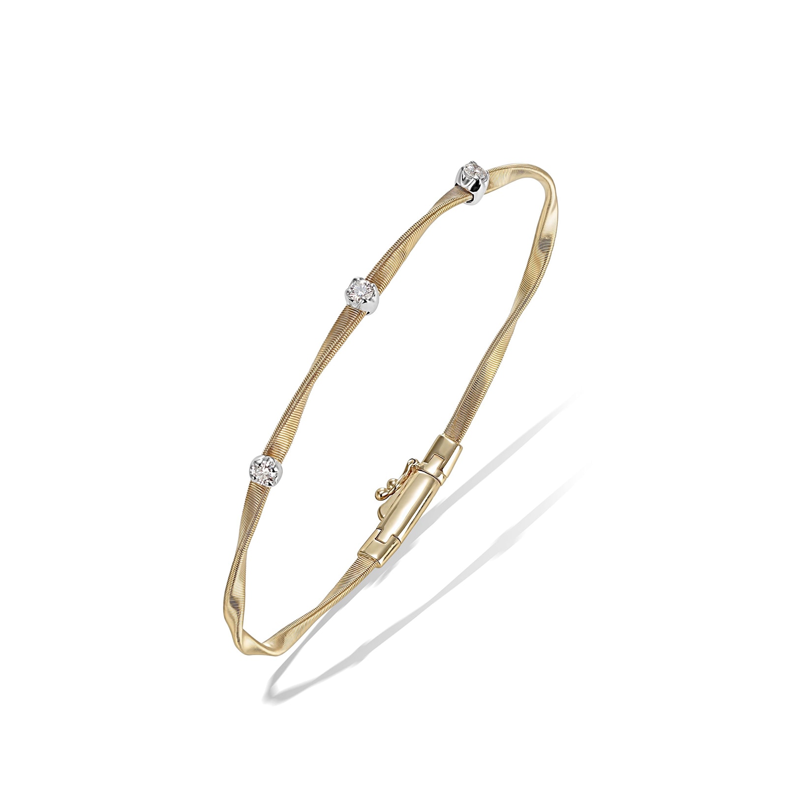 Marco Bicego 18K White & Yellow Gold Marrakech 0.15ctw 3 Diamond Bracelet Marco Bicego 18K White & Yellow Gold Marrakech 0.15ctw 3 Diamond Bracelet