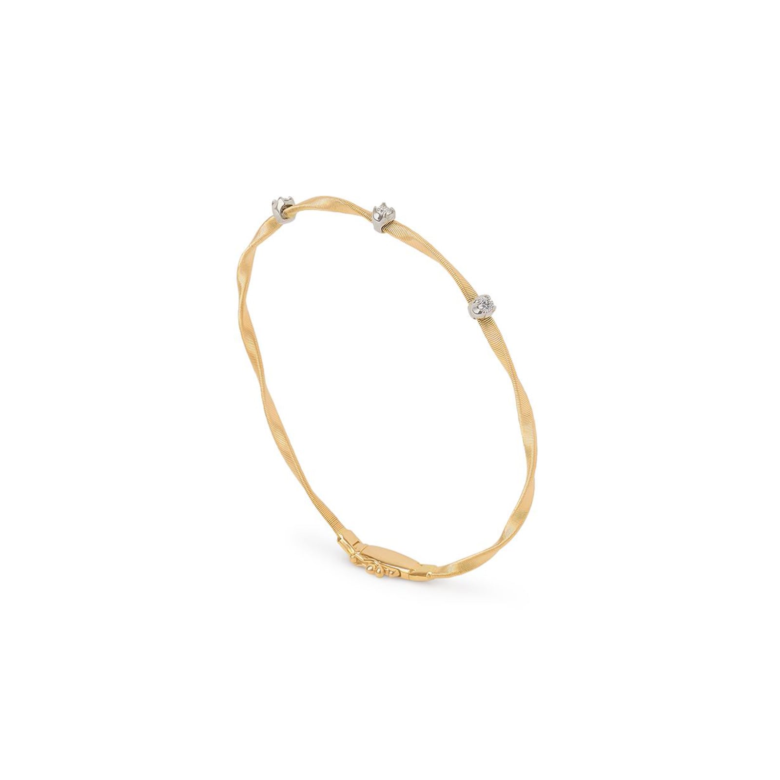 Marco Bicego 18K White & Yellow Gold Marrakech 0.15ctw 3 Diamond Bracelet Marco Bicego 18K White & Yellow Gold Marrakech 0.15ctw 3 Diamond Bracelet