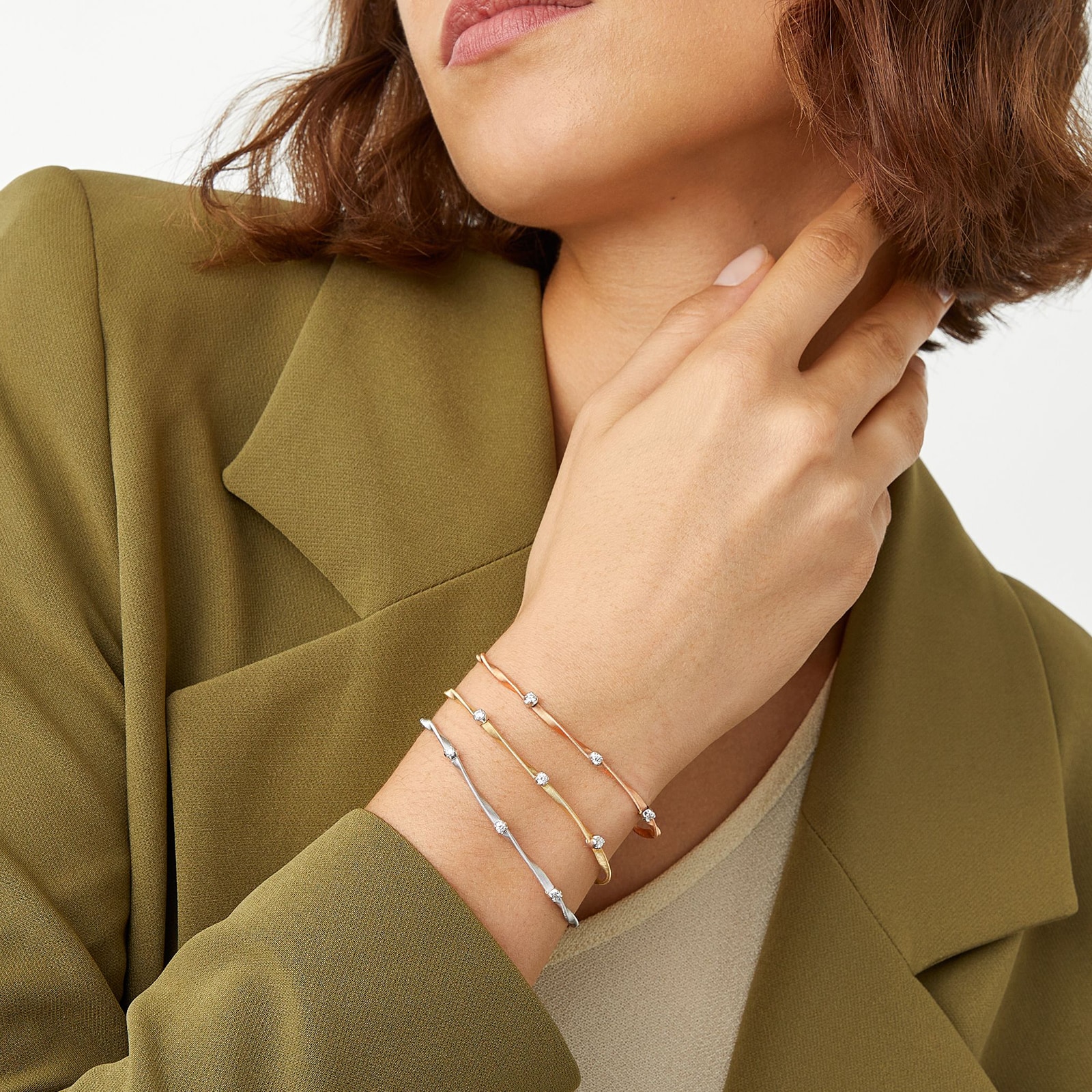 Marco Bicego 18K White & Yellow Gold Marrakech 0.15ctw 3 Diamond Bracelet