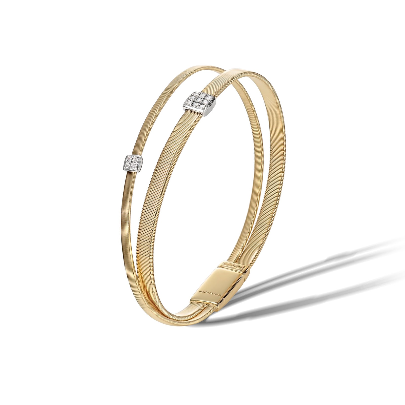 Marco Bicego 18K Yellow Gold Masai 0.10ctw Diamond 2 Row Bracelet