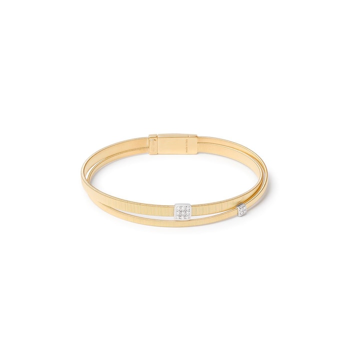 Marco Bicego 18K Yellow Gold Masai 0.10ctw Diamond 2 Row Bracelet