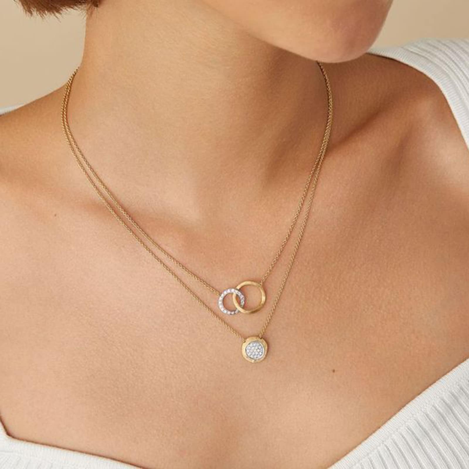 Marco Bicego 18K Yellow Gold Jaipur 0.14ctw Diamond Link Necklace