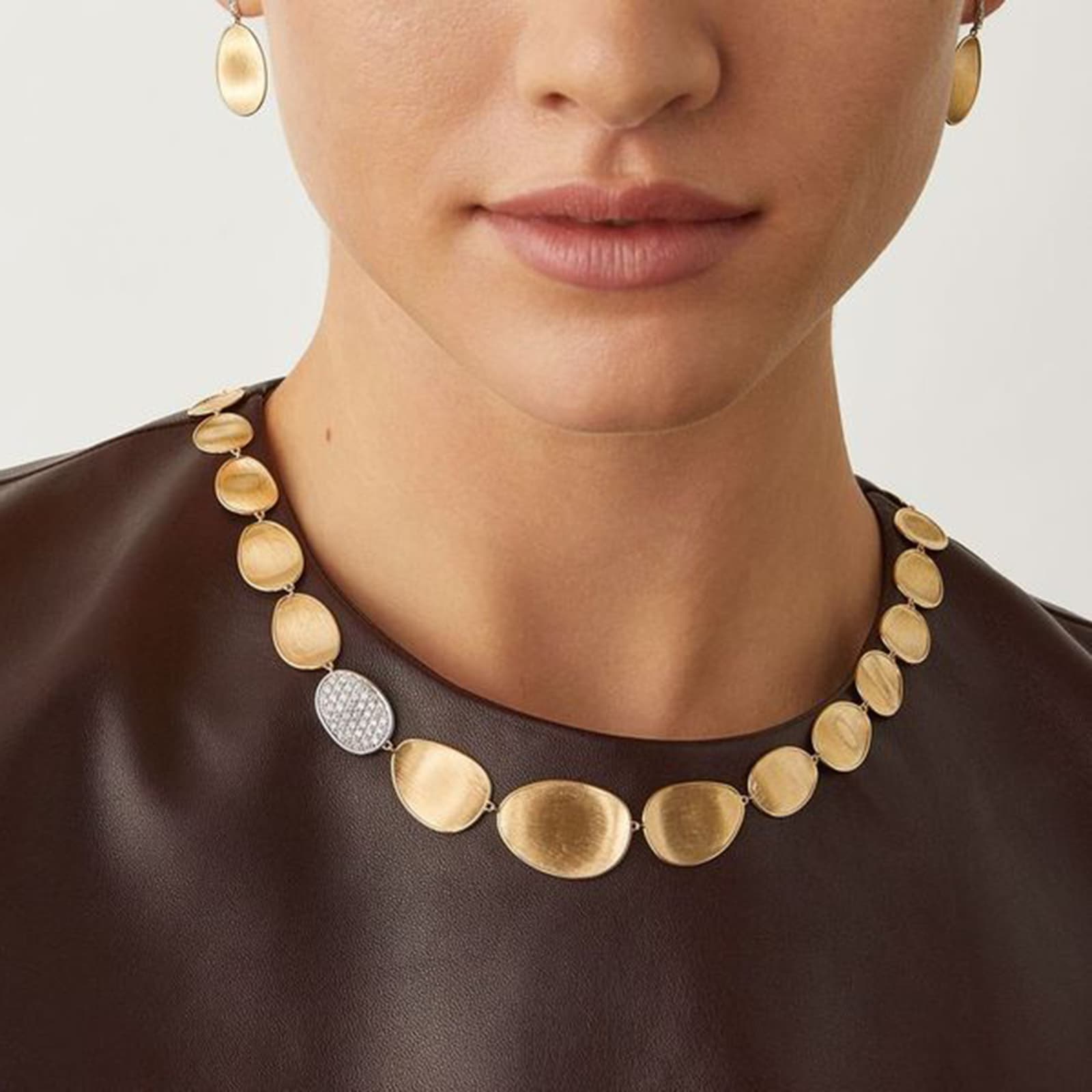 Marco Bicego 18K Yellow Gold Lunaria 0.67ctw Diamond Gradual Petal Necklace