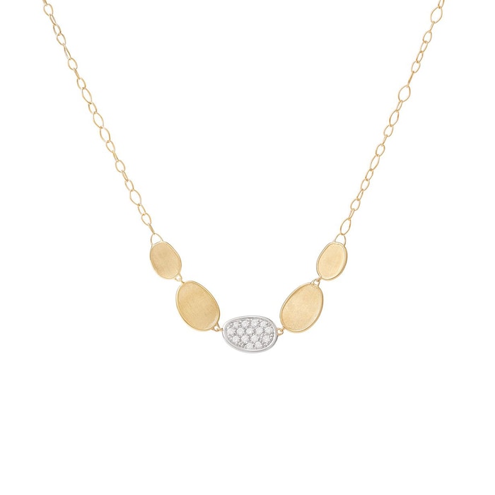 Marco Bicego 18K Yellow Gold Lunaria 0.28ctw Diamond Petal Necklace