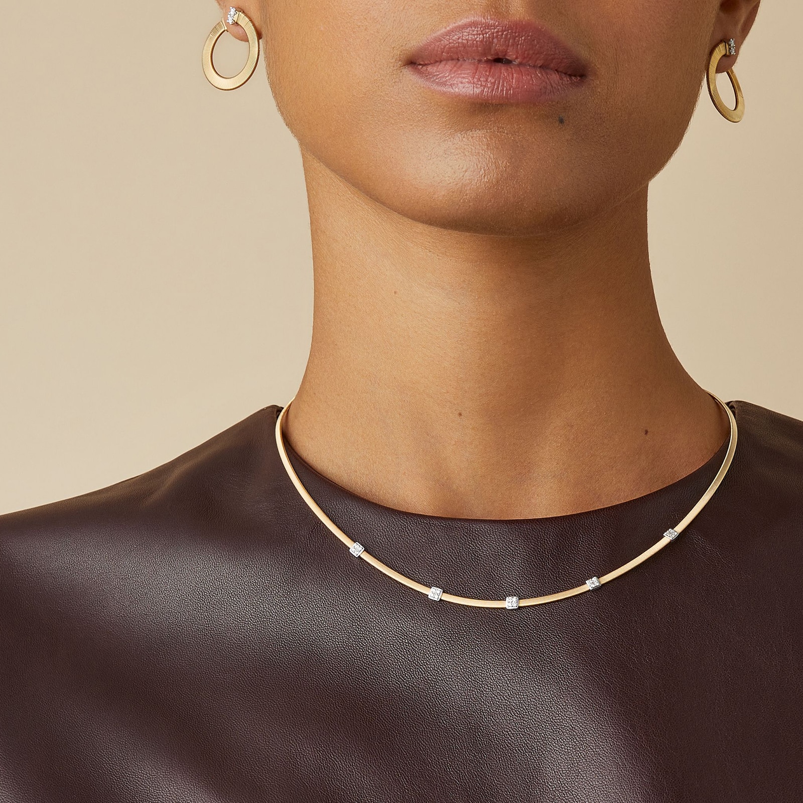 Marco Bicego 18K Yellow Gold Masai 0.15ctw 5 Diamond Station Necklace