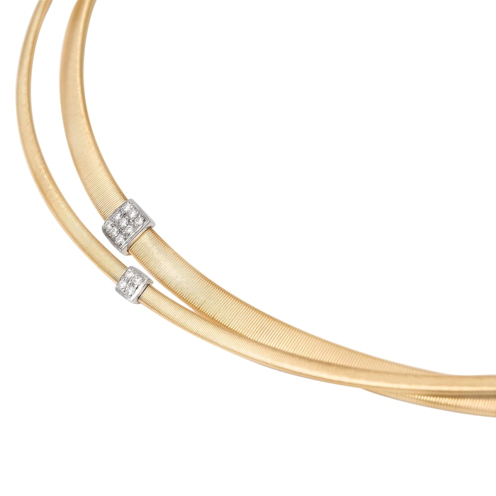 Marco Bicego 18K Yellow Gold Masai 0.10ctw Diamond 2 Strand Necklace