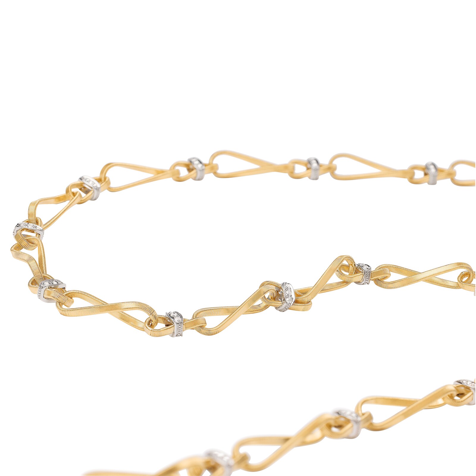 Marco Bicego 18K Yellow Gold Marrakech Onde 0.75ctw Diamond Link Necklace