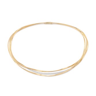 Marco Bicego 18K Yellow Gold Marrakech 0.32ctw Diamond 3 Row Necklace
