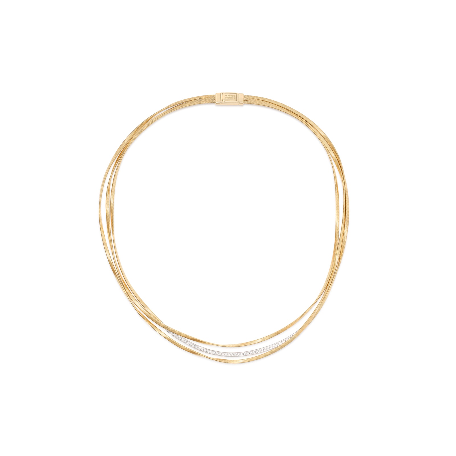 Marco Bicego 18K Yellow Gold Marrakech 0.32ctw Diamond 3 Row Necklace