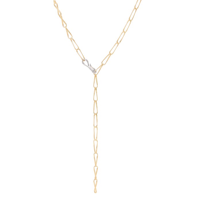 Marco Bicego 18K Yellow Gold Marrakech Onde 0.50ctw Diamond Link Drop Necklace