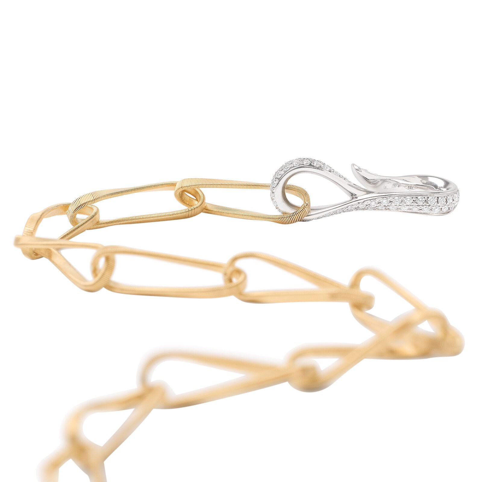 Marco Bicego 18K Yellow Gold Marrakech Onde 0.50ctw Diamond Link Drop Necklace