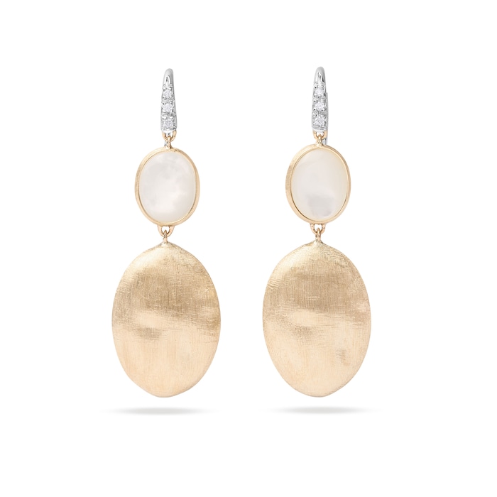 Marco Bicego 18K Yellow Gold Siviglia 0.05ctw Diamond & Mother Of Pearl Drop Earrings