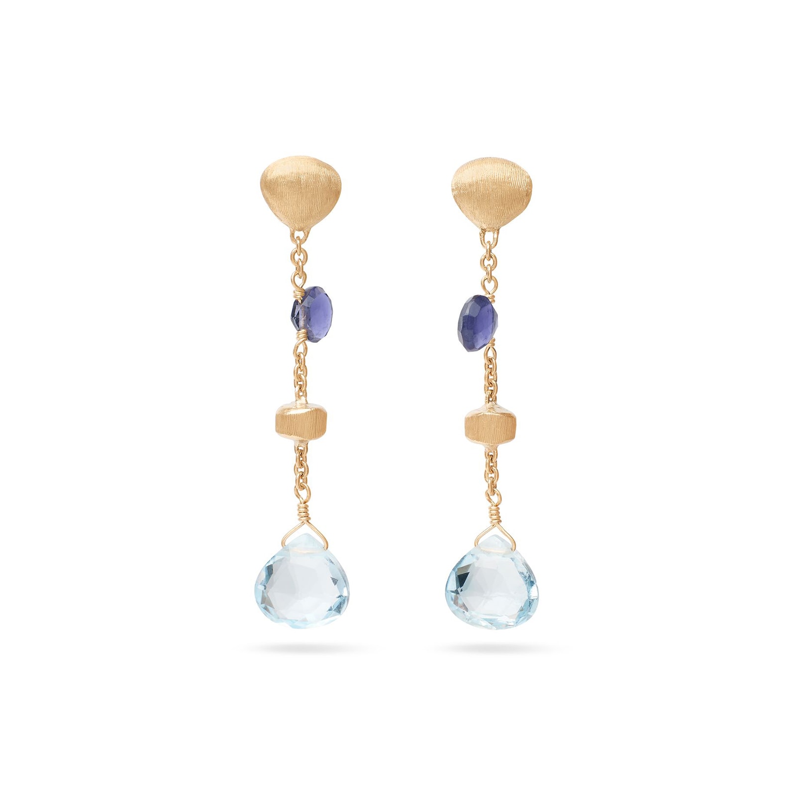Marco Bicego 18K Yellow Gold Paradise Mixed Gemstone Drop Earrings