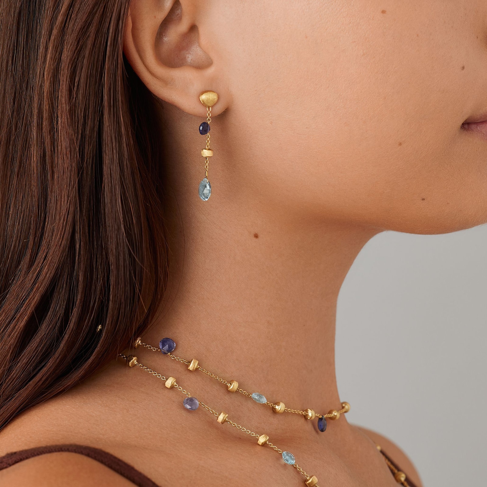 Marco Bicego 18K Yellow Gold Paradise Mixed Gemstone Drop Earrings