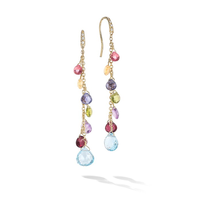 Marco Bicego 18K Yellow Gold Paradise 0.05ctw Mixed Gemstone Drop Earrings