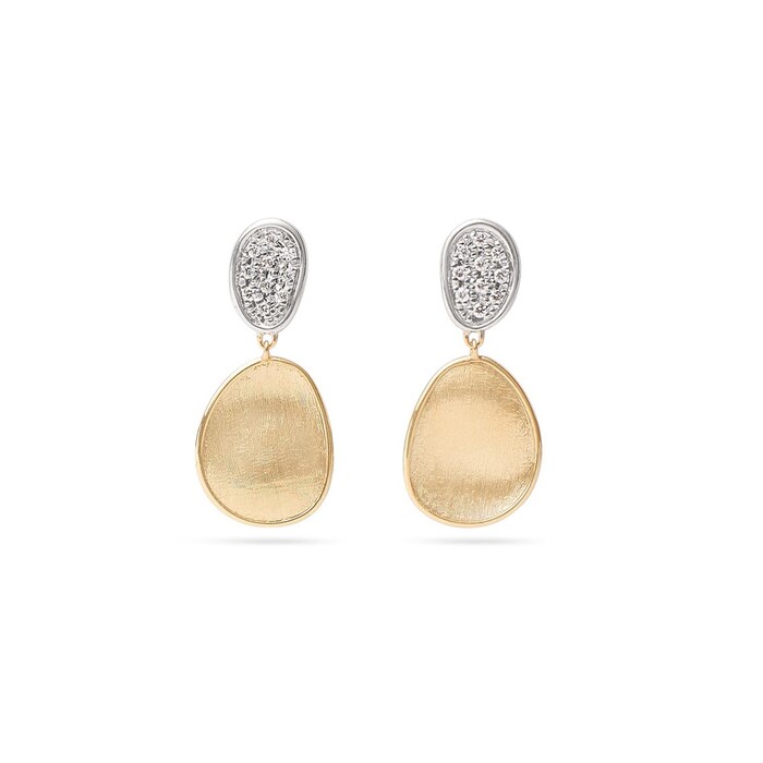 Marco Bicego 18K Yellow Gold Lunaria 0.18ctw Diamond Petal Drop Earrings