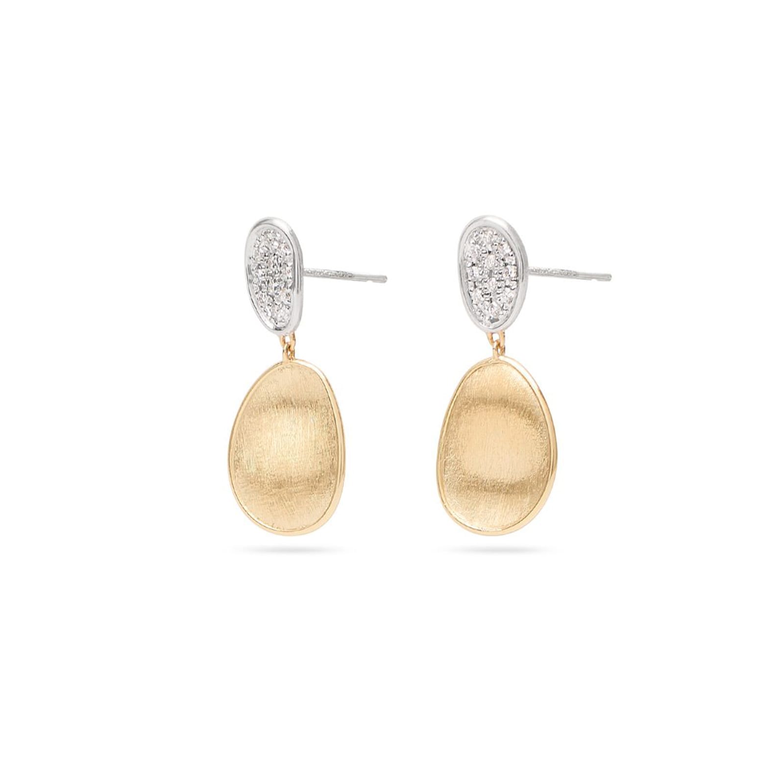 Marco Bicego 18K Yellow Gold Lunaria 0.18ctw Diamond Petal Drop Earrings