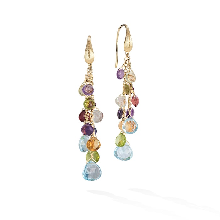 Marco Bicego 18K Yellow Gold Paradise 0.08ctw Diamond & Mixed Gemstone Drop Earrings