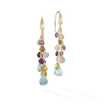 Marco Bicego 18K Yellow Gold Paradise 0.08ctw Diamond & Mixed Gemstone Drop Earrings Marco Bicego 18K Yellow Gold Paradise 0.08ctw Diamond & Mixed Gemstone Drop Earrings