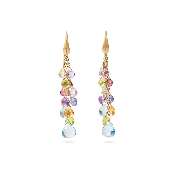 Marco Bicego 18K Yellow Gold Paradise 0.08ctw Diamond & Mixed Gemstone Drop Earrings